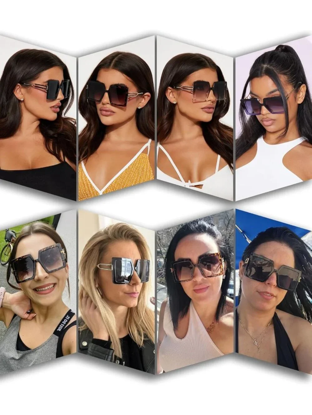 Women's Square Fashion Big Large Frame Sun Glasses UV400 Protection Beige Brown